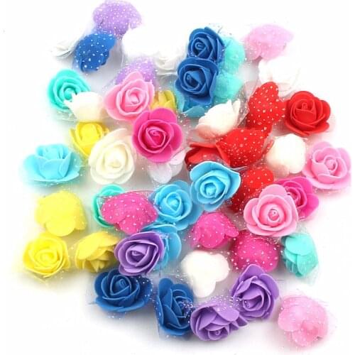30pcs 3.5cm Multicolor Mini PE Foam Rose Head Artificial Handmade DIY Wedding Home Decoration Festival Party Fake Flowers