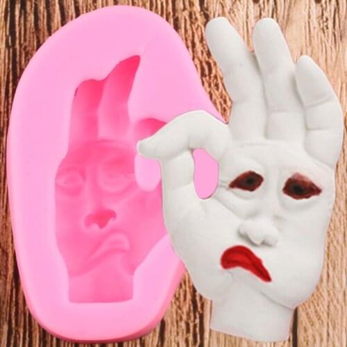 3D Halloween Hand Face Silicone Molds Fondant Chocolate Mould DIY Party Cake Decorating Tools Candy Polymer Clay Moulds