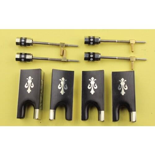 4 set high quality ebony violin bow frog 4/4 inlaid flower screw accessories