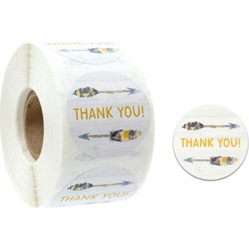 500pcs/roll Roll Flower Thank You Sticker Holiday Wedding Decoration Stickers Round Self-Adhesive Seal Labels 4 Inch