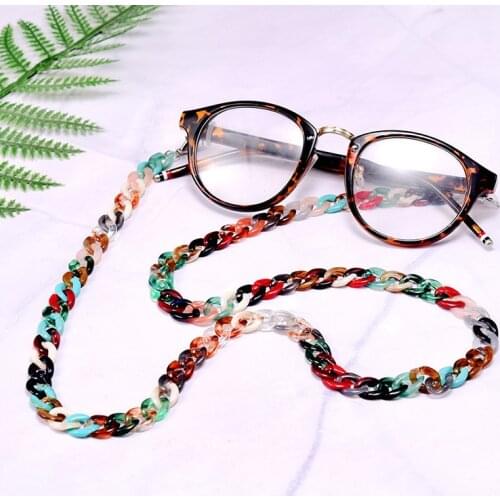 72cm Acrylic Sunglasses Chain Women Anti Slip Reading Eyewears Ribbon Clip Mask Holder Neck Strap Lanyard Sunglasses Chains 2021