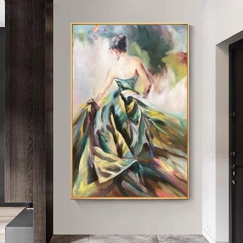 Handmade Abstract Girl Picture Oil Painting Art Woman Dance Flamenco Painting Artwork Home Bedroom Decoration Canvas Wall Art