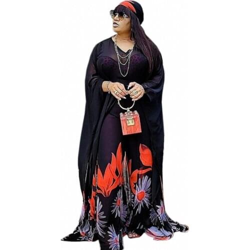 African Clothes For Women 2 Piece Sets Mesh Dress Pants Outfits 2021 Fashion Streetwear Bazin Riche Traditional African Clothing