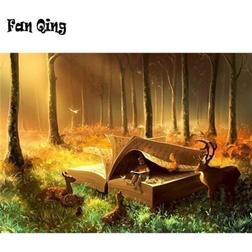 Diamond painting Cartoon book deer landscape Full Square/Round Drill Wall Decor Inlaid Resin Embroidery Craft Cross stitch