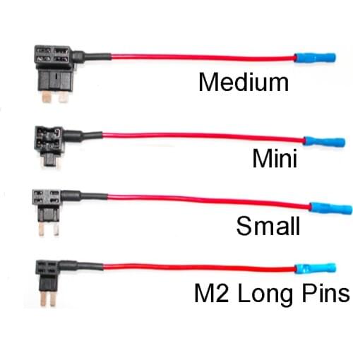 12V Mini Small Medium Size Car Fuse Holder Add-a-circuit Piggy Back Fuse TAP Adapter with 10A Micro Mini Standard ATM Blade Fuse