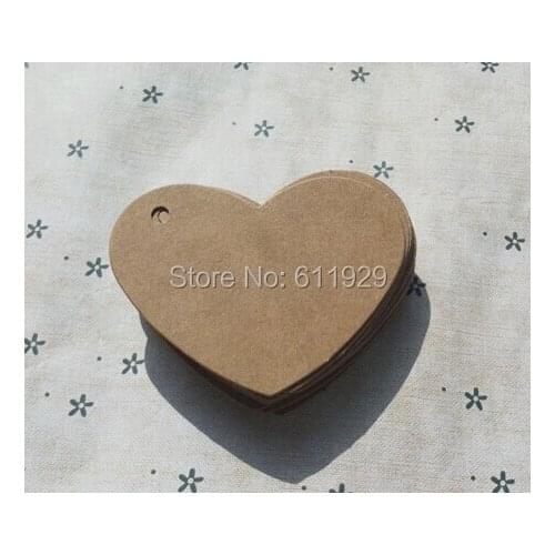 Free shipping 300 pcs a lot 6.5x5cm heart shape kraft paper tags/gift decorated card/garment price tags/clothing tags printing