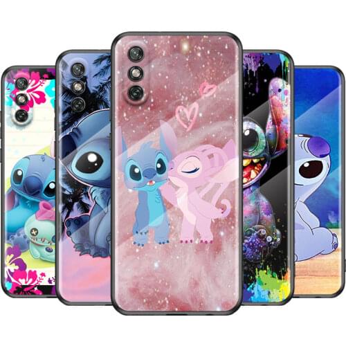 Tempered Glass Cover Disney Animation Lilo Stitch For Huawei Y6 Y7 Y9 Y5P Y6P Y8S Y8P Y9A P Smart Z 2019 2020 2021 Phone Case