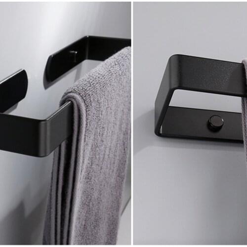 Black/Gold Bathroom Towel Holder Rail Bar Shoe Rack Wall Mounted Aluminum Kitchen Hand Towel Stand Storage Shelf Home Organizer