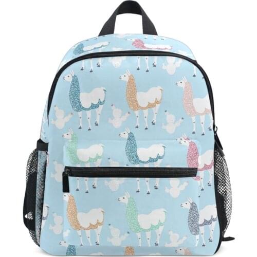 Cartoon Alpaca Printing Kids Bag Kindergarten Small Backpack Waterproof Cute Children School Bag Girl and Boys Baby Backpacks