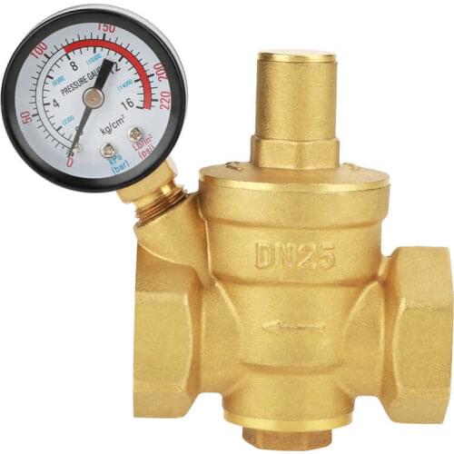 DN25 Brass Adjustable Water Pressure Reducing Regulator Reducer+Gauge Meter Digital Pressure Meter