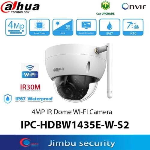 Dahua 4MP IR Dome WI-FI Camera IPC-HDBW1435E-W-S2 IR 30M H.265 codec 1/3 CMOS image sensor IP67 IK10 protection Supports Wi-Fi