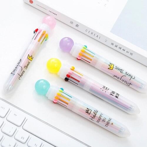 Creative Cute Candy Color Multi 10 Color Ballpoint Pen Writing School Supplies