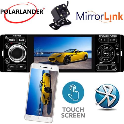 Mirror Link for Andriod Microphone 4" 1 Din Car MP5 Player Bluetooth Touch Screen 12V DC Rear View Camera Stereo Car Radio