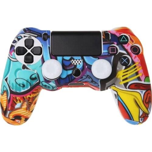 Multicolor Style Silicone Gamepad Cover Case + 2 Joystick Cap For PS4 Controller