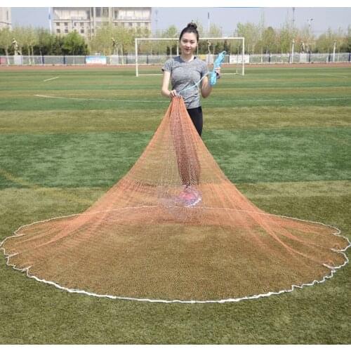 Multifilament Line with Sinker Cast Net Catch Fish Network Outdoor Hand Throw Fishing Nets Small Mesh Gill Net