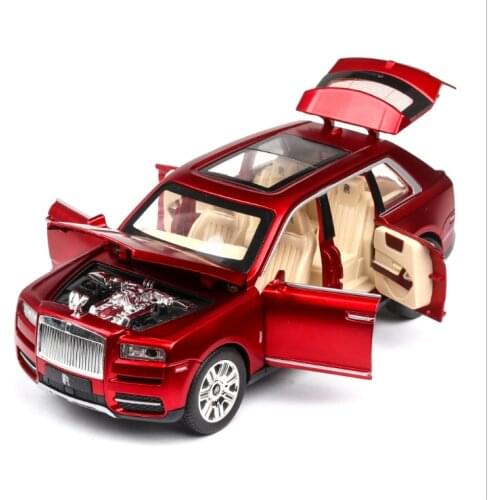 1:24 Rolls Royce Cullinan Alloy Car Model Large Size Simulation SUV Metal Car Model Light Sound Pull Back scale car red car