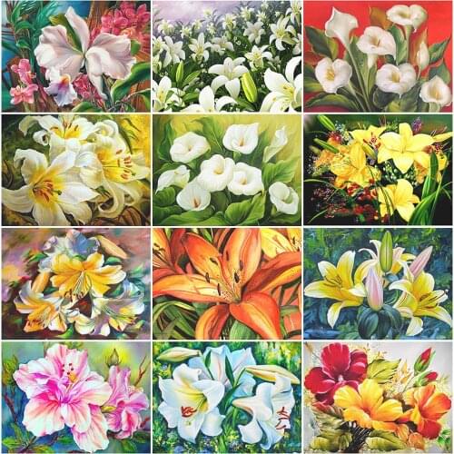 MomoArt 5D DIY Diamond Painting Flower New Arrival Diamond Mosaic Lily Sale Full Drill Square Embroidery Cross Stitch Wall Decor