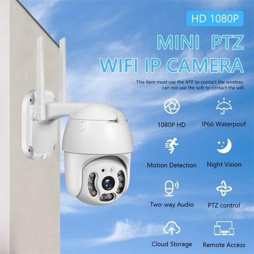 Outdoor wireless Security Camera 1080P WiFi PTZ IP Camera with Motion Detection,Night Vision,Two-Way Audio,IP66 Waterproof