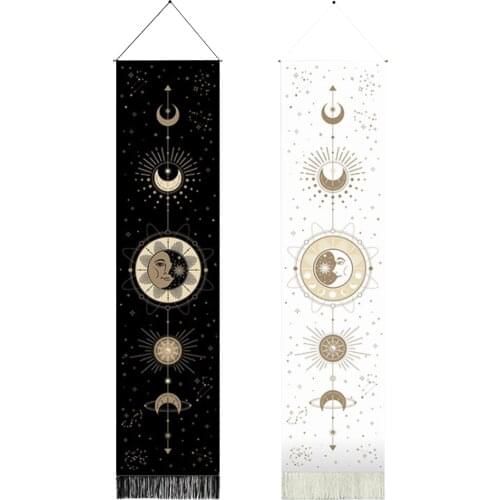 Moon Phase Tapestry Wall Hanging Tapestry Boho Art Tapestries Bright Printing Pattern Hand-made Lace Hanging Wall Ordinary