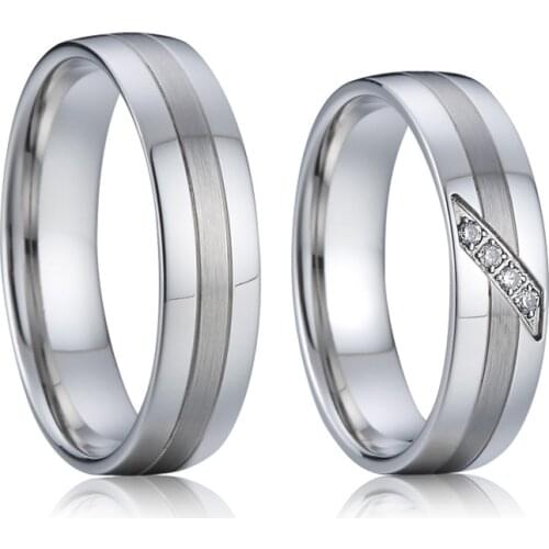 No Fade Alliances Lovers Couple Wedding Rings set for men and women 6mm 8mm stainless steel ring Marriage big USA size 5 to 15
