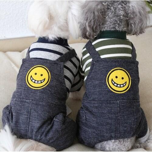 Smile Striped Dog Pajamas Pet Dog Clothes Winter Warm Dog Bathrobe Jumpsuits Thick Coats Clothing For Dogs Cat Yorkie Maltese