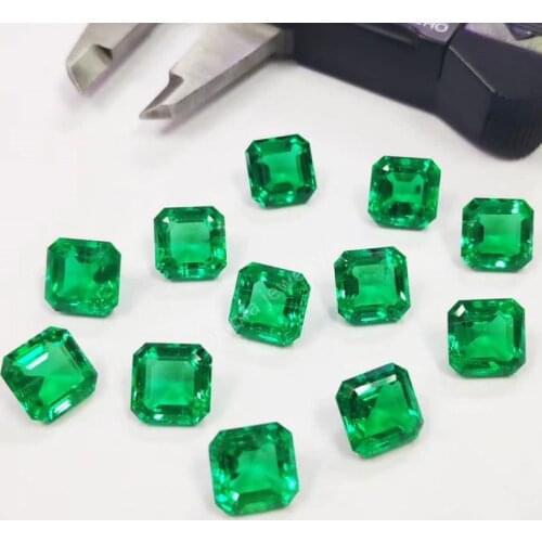 Sale 5A Square Shape Step Asscher Cut Lab Grown Hydrothermal Columbian Emerald Stone With Minor Cracks Inclusions Loose Gems