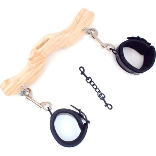CBT Ball Stretcher Scrotum Lock Scrotal Bondage Fixture Wood Humbler Foot Cuffs Set Cock & Ball Torture BDSM Sex Slave Toys