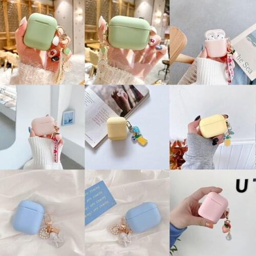 Luxury Cute Korean Flower Decoration Case for Apple Airpods Case ornament Accessories Bluetooth Earphone Silicone Cover Key Ring