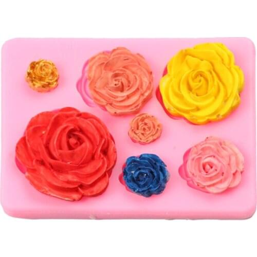 Valentines Roses Flower Fondant Candy Silicone Mold Sugarcraft Cake Decoration Cupcake Topper Polymer Clay Soap Chocolate Mold