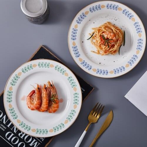 Nordic Ins Small Fresh Western Food Dessert Cake Plate Phnom Penh Leaves Ceramic Steak Plate Home Network Red Plate