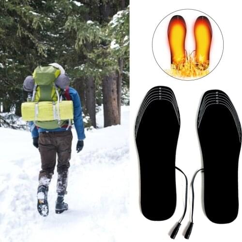 Men Women USB Electric Heated Shoe Insoles Washable Foot Warmer Sock Pad Mat For Winter Outdoor Skiing Hunting Camping