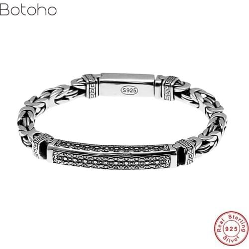 Thai Silver colour Peace pattern Bracelet Bangle Pure 100% 925 Sterling Silver colour Vintage Men Bracelet pulseras mujer fine