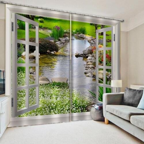 High quality custom 3d curtain fabric nature scenery liver curtains 3D Window Curtains For Living Room Bedroom