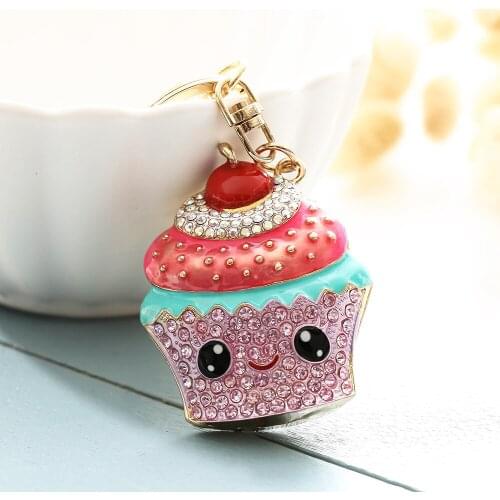 XDPQQins Korean version of the new ice cream pendant cute creative metal key chain custom stereo cake auto parts