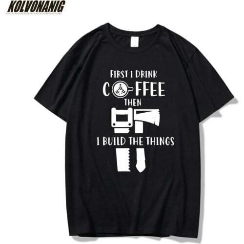 Carpentry Coffee And Woodworking Funny Graphic Oversized T Shirt For Mens Clothing Short Sleeve Hip Hop T-Shirts Top Harajuku