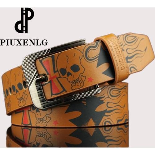 Skull WomenS For Belt Decorative MenS Punk Belts Schoolboy Jeans Belts Street Fashion Yourfocus High Quality PU A Cross Print