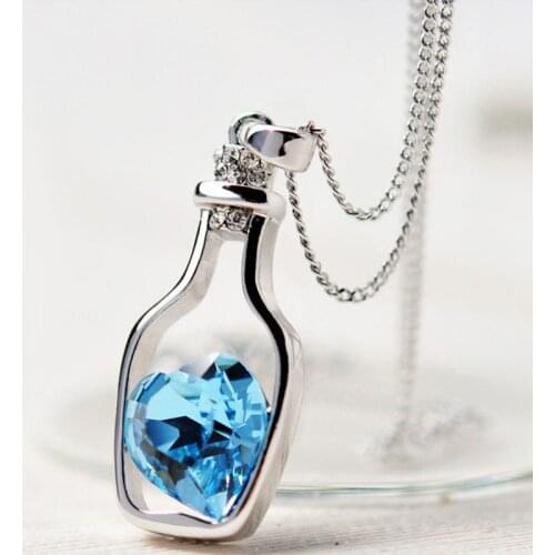 Women Pendant Necklace Creative Ladies Wishing Bottle Crystal Zircon Jewelry Romantic Valentine Girl Gifts Fashion Wedding Part