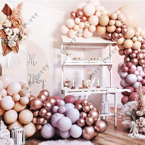 176pcs Pastel Baby Shower Birthday Party Cream Peach Macaron Purple Orange Balloon Wedding Garland Balloons Arch Kit Decoration
