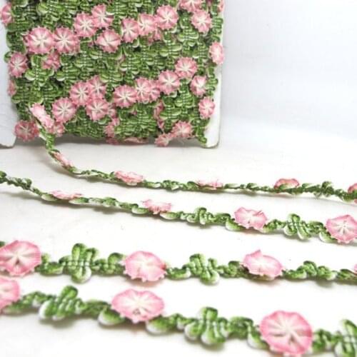 2 Yards Woven Rococo Ribbon Trim with Rose Flower Buds|Decorative Floral Ribbon|Scrapbook Materials|Clothing|Decor