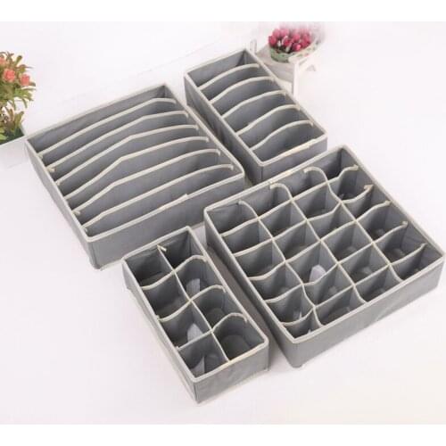 3SETS / LOT Storage Box Socks Underwear Clothes Organizer Drawer Foldable Cardboard Nonwoven Drawer Closet Organizer 4PCS / SET