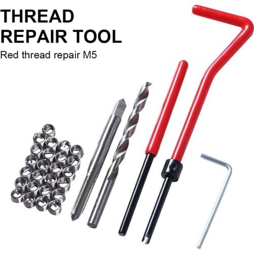 30Pcs Wire Thread Insert Coiled Wire Helical Screw Insert M5 M6 M8 Thread Repair Insert Kit Wrench Drill Bit Tap accessories