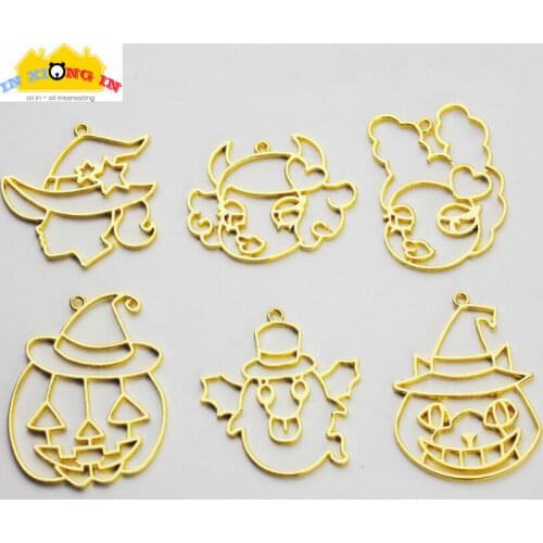 5-6pcs Halloween Ghost Open Bezel Setting for UV Resin Craft Witch Pumpkin Resin Jewelry DIY Accessories Frame