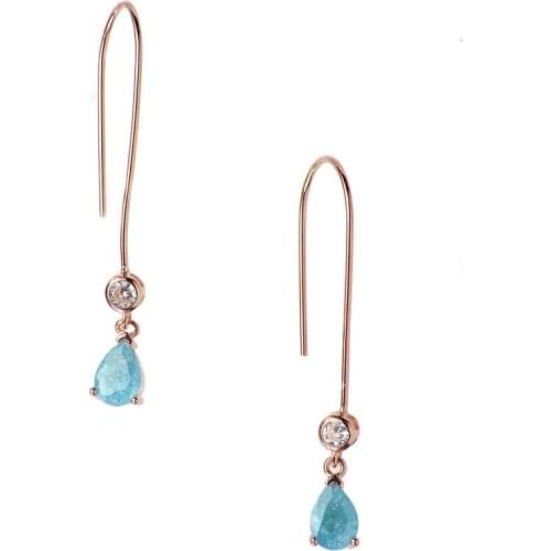 925 Sterling Earrings with Drop Shaped Blue Zircon Stone