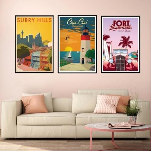 Diamond Painting Vintage Travel Cities Poster New York Netherlands Amsterdam London Landscape 5D DIY Diamond Embroidery Mosaic