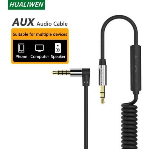 Audio Cable Jack 3.5mm Male to Male Spring Wire Audio Auxiliary Cable Suitable For Car Earphone Speakers