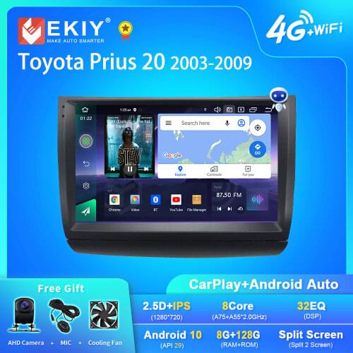 EKIY Android 9.0 Car GPS Navigation System BT For Toyota Prius 20 2003-2009 Car Player Multiemdia Stereo Head Unit Video Radio