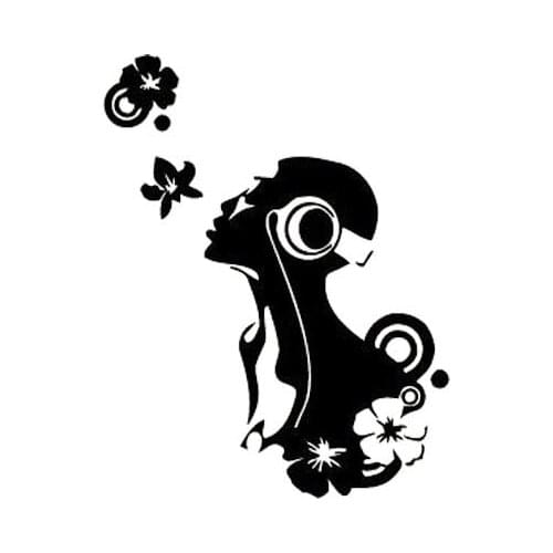 Car Sticker Art Beautiful Flower Girl Fashion Cool Style Car Decoration PVC Sticker Sticker Waterproof Black/White, 10cm*9cm