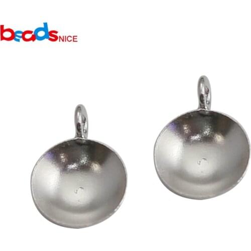 Beadsnice ID38917smt2 925 Sterling Silver Round Glue-on Flat Pad Pendant Bails For Jewelry Necklace Making