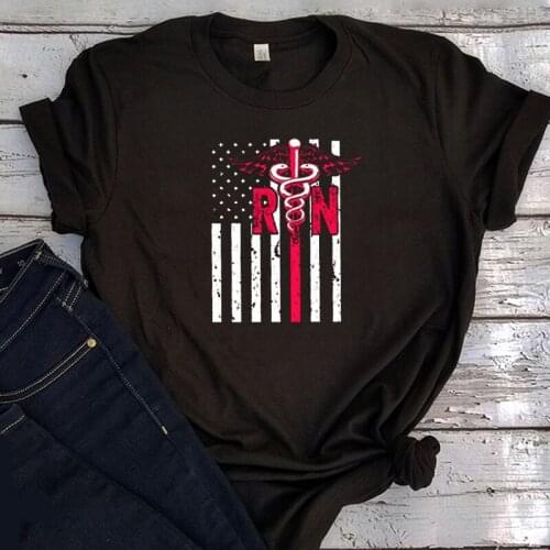 Gift for Nurse Tshirt Men The Nurse Flag Graphic T Shirts American Flag Pattern Harajuku Tee 2021 Honor Banner Goth Clothes T
