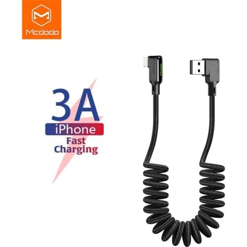 Mcdodo Spring usb Cable 3A for IPhone cases Charger Data Cable for Car Styling Storage Wire for iphone 11pro max X XS XR 8 7 6s